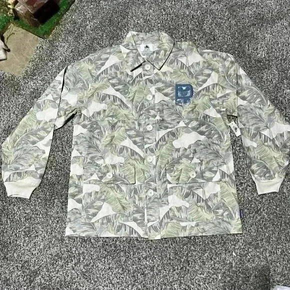 Walt Disney World Spirit Jersey Shirt Jacket Tropical Palm Button Down Linen S